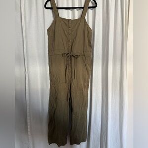 Billabong Olive Green Button-Front Jumpsuit